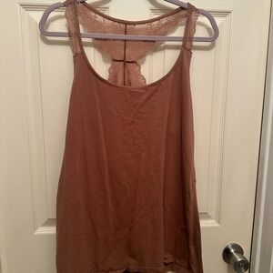 Lace-Back Sleeveless Top - Brown